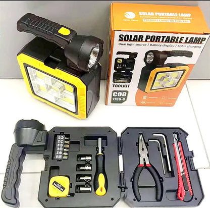 🔥 OFERTA BLACK: Linterna 4 en 1 con Panel Solar y Kit de Herramientas 🔥